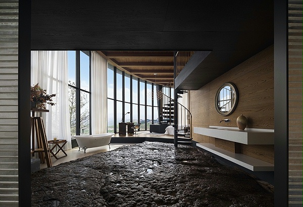 亿伽设计-汤泉设计-崖壁泳池度假酒店：原始洞穴体验的空间转译