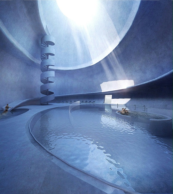亿伽设计│温泉设计│洗浴设计│不一般的泳池空间：形状独特的混凝土水容器
